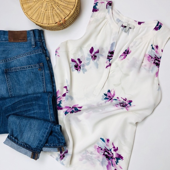 Joie Tops - Joie Silk Floral V Neck Tank Top
